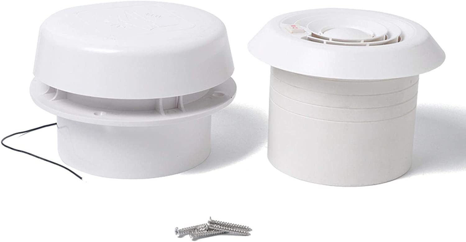 Denpetec Round Vent Exhaust Fan 12V Top-Mounted Round Vent, 60CFM Roof Ventilation Ceiling Mount Exhaust Fan for RV Car Motorhome Trailer Travel Caravan Marine Boat (White) (White)