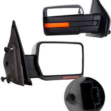 cciyu Tow Mirrors Car Mirrors RH LH Chrome Towing Mirrors Compatible with 2004-2014 for Ford F150 Truck 1997-1999 for Ford F-250 with Power Adjusted Heated Turn Signal Puddle Light