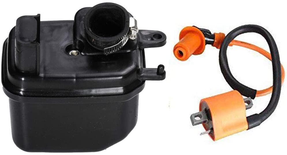 HIFROM Ignition Coil with Air Filter Cleaner Box Housing Assembly Replacement for Yamaha PW50 1981-2010 Dirt Bike