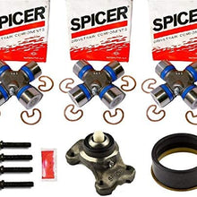 Complete 1310 CV Double Cardan Driveshaft Rebuild Kit - (3) 5-153x U-Joints, CV Slinger, 211355x CV Socket Yoke Assembly, (4) CV Bolts, Packet of Red Threadlocker