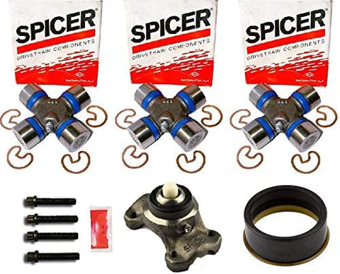 Complete 1310 CV Double Cardan Driveshaft Rebuild Kit - (3) 5-153x U-Joints, CV Slinger, 211355x CV Socket Yoke Assembly, (4) CV Bolts, Packet of Red Threadlocker