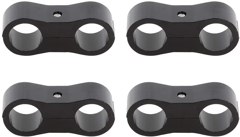 cciyu 6AN 4PCS Hose Separator Clamps - Fuel line mounting Clamps Aluminum Hose Adapter fit for3/8 Fuel Hose Brake line Oil line Water Pipe and Gas line 4pcs/Pack Black