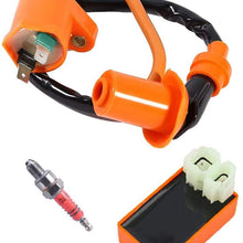 GY6 50cc Performance Racing Ignition Coil for GY6 125cc 150cc 250cc 4-Stroke Engine Scooter with 3 Electrode Spark Plug Scooter Moped Racing Cdi Box 6 Pin