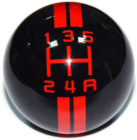 SMKJ 5 Speed Mustang White line Shift Knob Black Car Gear Stick Shift Shifter Knob Automatic Manual Shifter Knob Suitable for Most Transmission Vehicles