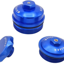 Billet Aluminum Blue Cap Kit Fuel Filter Caps & Oil Filter Cap & Oil Filter Cap Set with O-ring Compatible with F250 F350 with 6.0L Powerstroke Engines 2003-2007