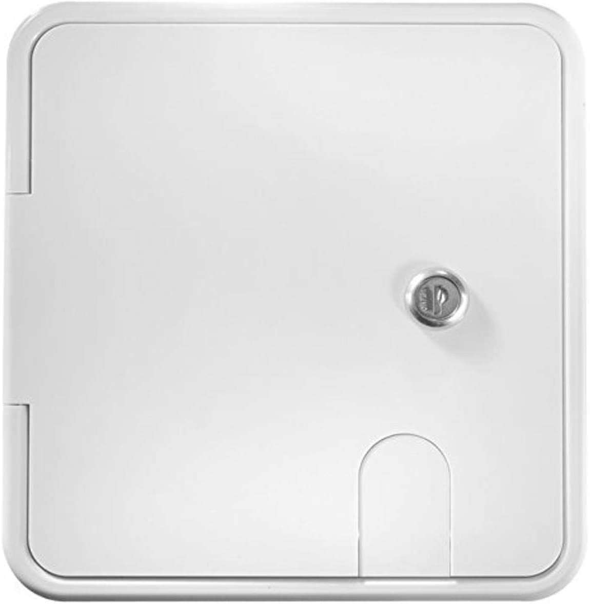 RV Designer B152, Locking Electrical Cable Hatch, 8.5 inch x 8 inch x 1.5 inch, Polar White