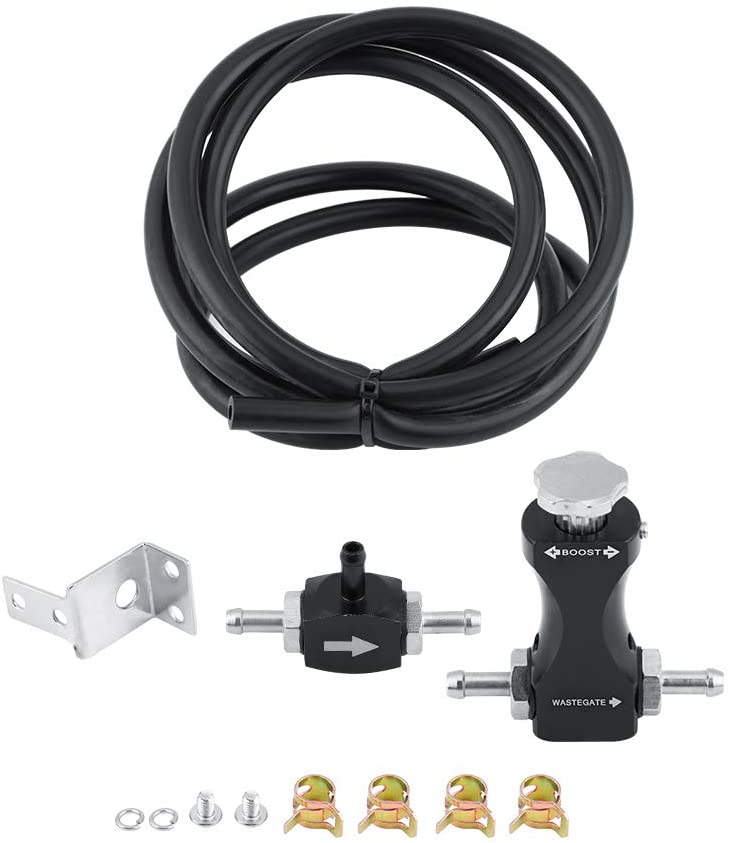 Qiilu Adjustable Manual Turbo Boost Controller Kit Bilateral Valve with Mounting Bracket Universal