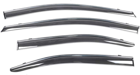 IKON MOTORSPORTS | Window Visors Compatible With 2020 Toyota Corolla Sedan | Smoke Tinted with Chrome Trim Slim Style Polycarbonate Sun Rain Guards Vents Windshield Tape On 4PC Set