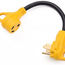 Snowy Fox 50 Amp to 30 Amp RV Adapter - 50Male/30Female RV Electrical Power Adaptors Cable with Innovative 180 Degree Bend Design Easy Ergonomic Grip Handle, 18inches