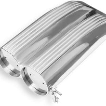 DEMOTOR PERFORMANCE Finned Polished Aluminum Double Barrel Shotgun Intake Air Hood Scoop Kit Hotrod