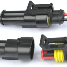 ATPWONZ 2 Pin Way Car Waterproof Electrical Connector Plug with Wire AWG Marine Pack of 10