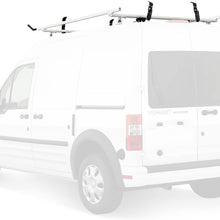 Vantech Transit Connect 2010-13 J4000 w/Tracks Ladder roof Rack 50" Bars 96" Side Rails White