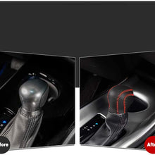 Car Genuine Leather Gear Shift Cover Carbon Fiber Pattern Gear Shift Knob Cover for Toyota C-HR 2018 2019