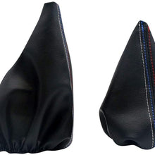 Pursuestar Black Leather 6 Speed Manual Shift Knob + Gear Shift Handbrake Boot Covers Gaiter for BMW E46 3 Series E36 M3 325i 325xi 330i 325ci 330xi