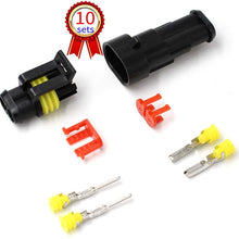 10 Kit 2 Pin Way Car Waterproof Electrical Connector Plug with 10cm Wire 17 AWG Marine, Real Conductor 1.2mm / 17 AWG Wire Match 16 18 AWG Electrical Wire