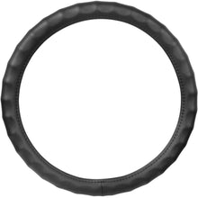 BDK Genuine Leather Car Steering Wheel Cover 14.5"-15.5" (Medium/Black) - Universal Fit, Easy Installation