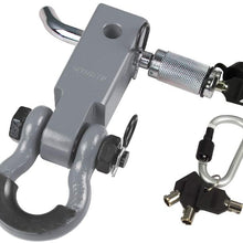 AMBULL Shackle Hitch Receiver 2 Inch, with 3/4 Inch D-Ring Shackle, Locking Pin, 2 Insurance Pins, Heavy Duty Solid Recovery Kit, Red