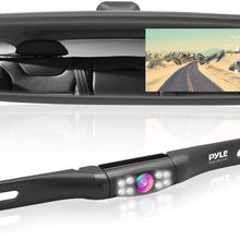 Rear View Backup Camera System - Parking Reverse Car Vehicle Rearview Back Up w/ 4.3” LCD Mirror Monitor Assembly Kit, Night Vision, Tilt-Adjustable Angle, Mounts on License Plate - Pyle PLCM4560