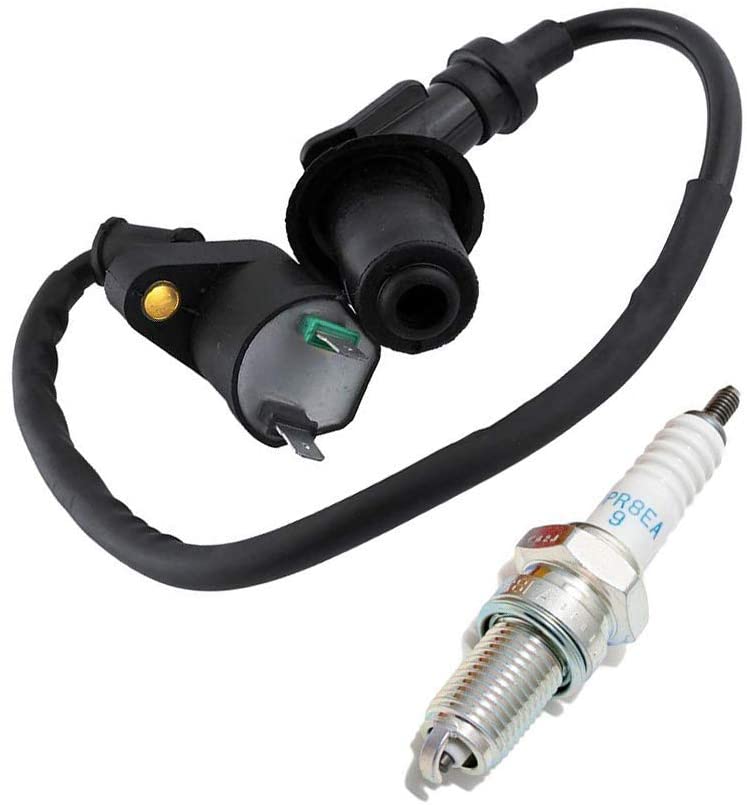 TRX300 Ignition Coil with 4929 DPR8EA9 Spark Plug for TRX 300 FourTrax 1988 1989 1990 1991 1992 1993 1994 1995 1996 1997 1998 1999 2000