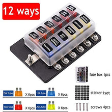 12V 24V Blade Fuse Box Holder 12/6 Ways Modified Fuse Box Terminal Block with Warning Light for Car Boat Marine Trike (Color : Army Green)
