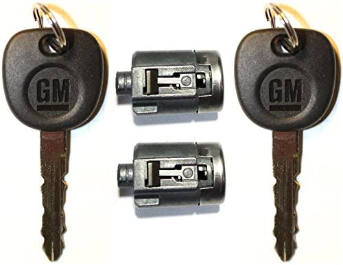 (706591 X2 + 5928818) Select GMC OEM Pair(2) Chrome Door Lock Cylinders W/2 OEM LOGO KEYS