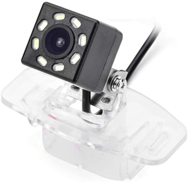 eHANGO Car Rear View Camera with 4 Pin to RCA Cable Bracket License Plate Lights Housing Mount for Honda Civic/Honda Accord/Honda Spirior/Honda City/Fit Sedan/Honda Civic/Ciimo (8 LED)