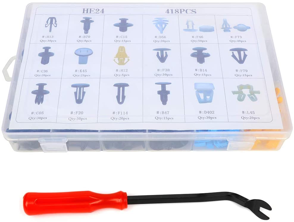 OCPTY 418Pcs Nylon Bumper Fasteners Fender Rivet Clips Push Type Car Retainer Kit - Fit for GM Toyota Honda Ford Chrysler