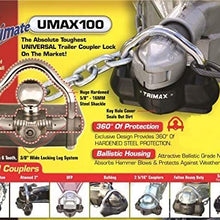 Trimax UMAX100 Premium Universal 'Solid Hardened Steel' Trailer Lock (fits All couplers)