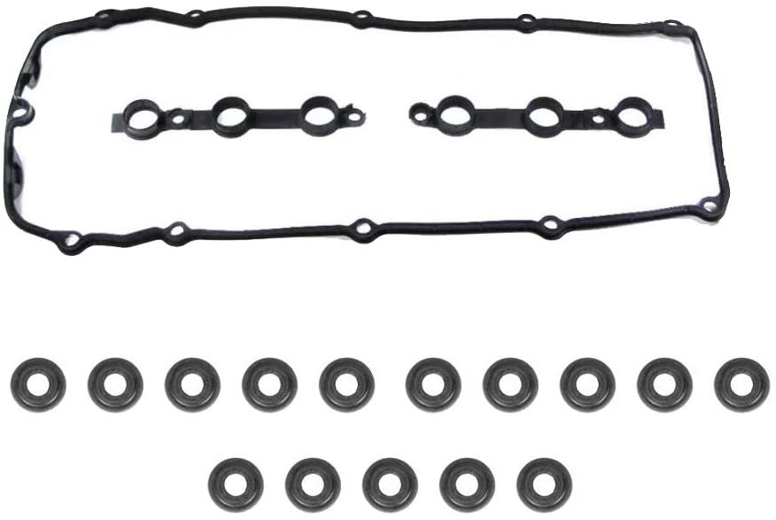 GDR Engine Valve Cover Gasket Kit with 15 Grommet Seals Replacement for BMW E39 E46 E53 E60 E83 Z4 M54 525i 530i 325Ci 325i 325xi 330Ci 330i 330xi X5 525i 530i X3 L6 2.5L 3.0L 11120030496 (18pcs)