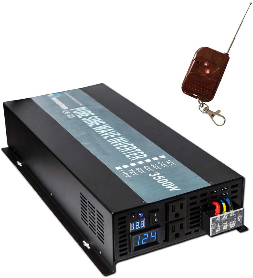 WZRELB 3500W 12V 120V Pure Sine Wave Solar Power Inverter With Remote Control Switch