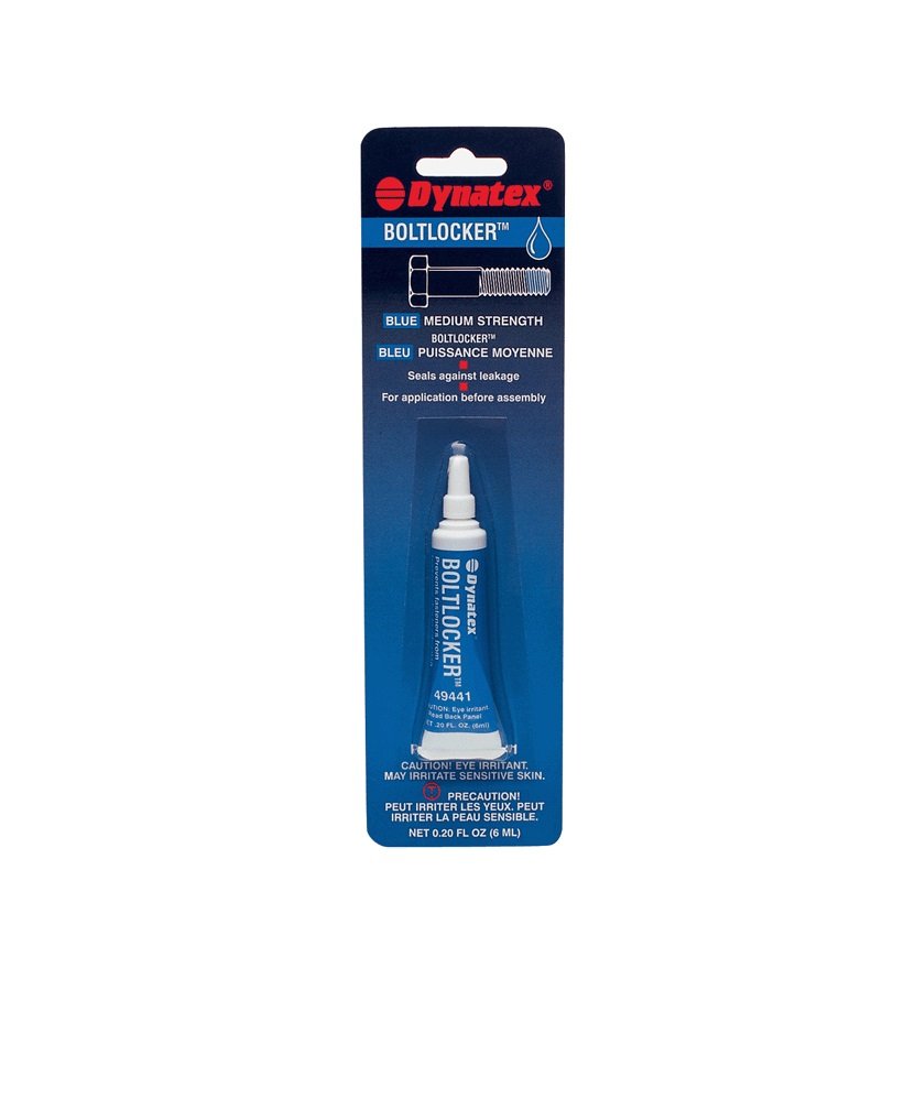 Dynatex 49441 Medium Strength Threadlocking Boltlocker, 350 Degree F Maximum Temperature, 6mL Tube, Blue
