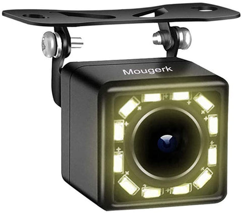 Front Rear View Car Camera, Mougerk Front Backup Camera 170 Degree Wide Angle Waterproof 12 LED Nigh Vision Lights Reverse Cameras for 12V Cars