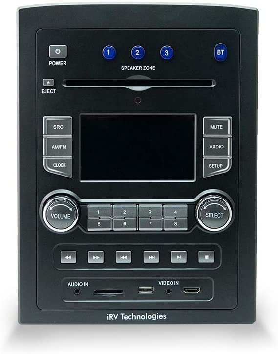 iRV Technology iRV66 AM/FM/CD/DVD/MP3/MP4/USB/SD/HDMI/Digital5.1/Surround Sound/Bluetooth 3 Zones wall mount RV Radio Stereo with wire adaptor Concertone ZX500/600/690/700,Genesis GT-3.0 (Radio Stereo)