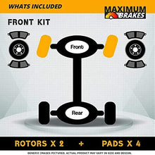 (Front Brake Kit)(SILVER ZINC COATED)(Cross Drilled-Slotted)(Perfect-Series) 2 Disc Brake Rotors & 4 Ceramic Pads