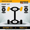 (Front Brake Kit)(SILVER ZINC COATED)(Cross Drilled-Slotted)(Perfect-Series) 2 Disc Brake Rotors & 4 Ceramic Pads