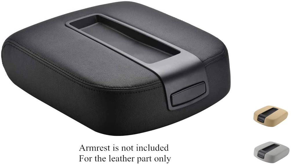 VeCarTech Leather Center Console Cover Microfiber Leather Replacement fit for 2007-2013 Chevy Chevrolet Silverado,Tahoe,Suburban,Avalanche,GMC Sierra,Yukon,Yukon XL(Black, Leather Part Only)