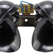 Acouto Car Horn, Car Styling Accessory 24V Car Horn Universal Black Electric Snail Horn for Car Truck Boat