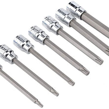 Terisass Torx Star Bit Socket Set 7Pcs 3/8inch Drive Extra Long Torx Star Bit Socket Set Drive Repair Tool Kit Torx Star Socket Bits Tool Kit