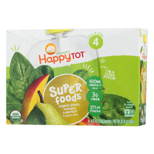 (8 Pack) Happy Tot Super Foods Pouches Organics Pears, Mangos & Spinach + Super Chia Pouch, 4.22 OZ