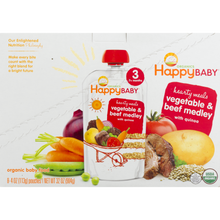 (8 Pouches) Happy Baby Organics Hearty Meals Vegetable & Beef Medley With Quinoa Pouches, 4.0 OZ