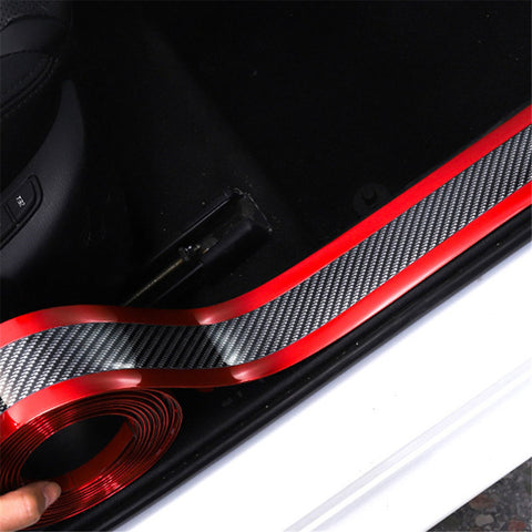 1x Carbon Fiber Car Door Plate Sill Scuff Full Back Adhesive Sticker Accessories