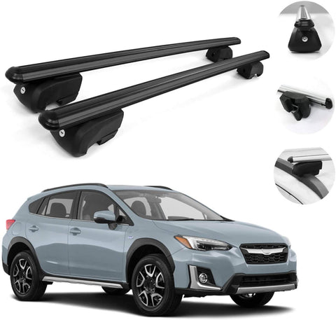 OMAC Automotive Exterior Accessories Roof Rack Crossbars | Aluminum Black Roof Top Cargo Racks | Luggage Ski Kayak Bike Carriers Set 2 Pcs | Fits Subaru Crosstrek Hybrid 2019-2021