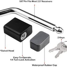CZC AUTO Trailer Hitch Receiver Lock, Padlock Style and Swivel Head,Dia 5/8 Inch Bent Pin for Class III IV 2 2-1/2 Inch Receiver, Fits Bike Rack Tray Ball Mount for Towing Trailer Truck Car Boat RV