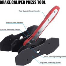 JIFETOR Brake Caliper Press Tool, 360 Degree Swing Ratchet Expander Wrench Car Wheel Piston Spreader with Extra 2PCS Large Plates for Single Twin Quad Sextuplet Piston Disc Brake Caliper