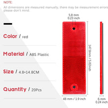 Swpeet 20Pcs Universal Red + White Plastic Rectangular Stick-on Car Reflector Sticker, Door Reflectors Interior Red + White Compatible Warning Plate Adhesive Reflector for Most Car