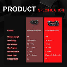 Chelhead 16AWG Dual DT Conneors Led Light Bar Wiring Harness 12V On Off Rocker Switch Power Relay Blade Fuse for Jeep Truck ATV UTV Off Road Lights