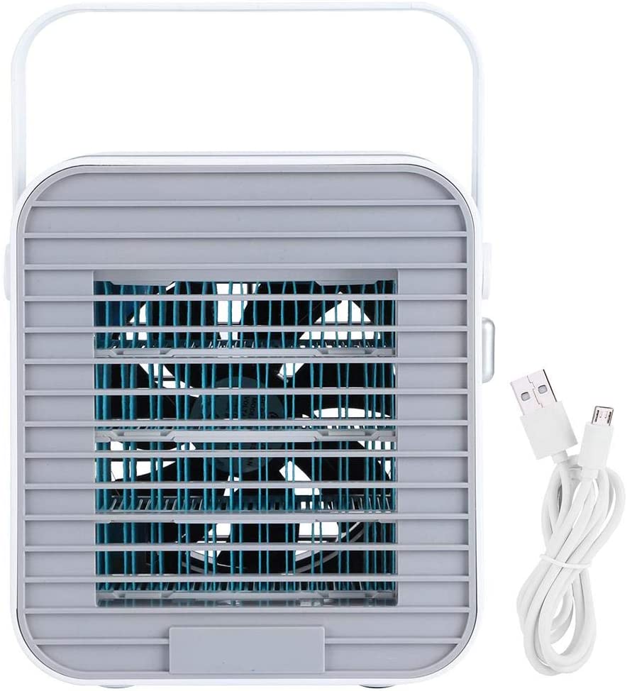 Yosoo123 Air Conditioner, Mini Air Cooler Portable USB Air Conditioner Desktop Cooling Fan Desktop Air Conditioner Personal USB Cooler with Portable Handle for Home Room Office