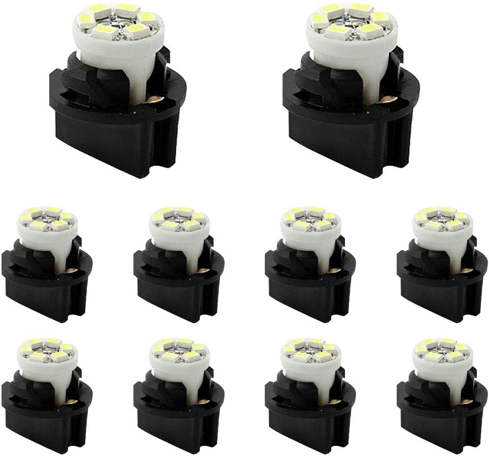 YITAMOTOR 10x T10 194 168 LED Dash Light Bulb White Dashboard LED Light Bulbs Bright Instrument Panel Gauge Cluster LED Light Bulbs and 10 Twist Lock Socket White, 12V