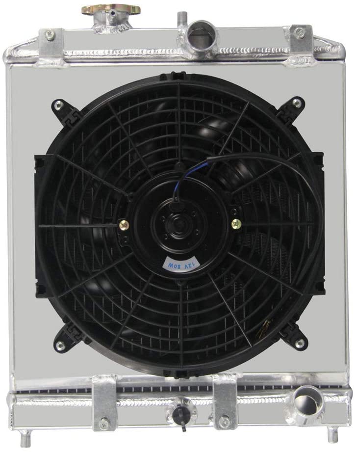 OzCoolingParts Pro 2 Row Core All Aluminum Radiator + 12“ Fan w/Shroud Kit for 1992-2001 93 94 95 96 97 98 99 00 Honda Civic Del Sol EJ EK EG DB DC