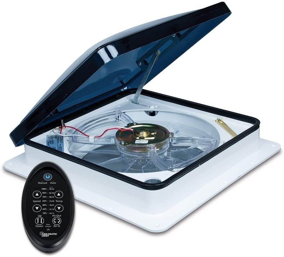 Fantastic Vent 807351 Off White 12 Volt Ceiling Controlled Fan, Remote, Thermostat, 13 Speeds, Rain Sensor